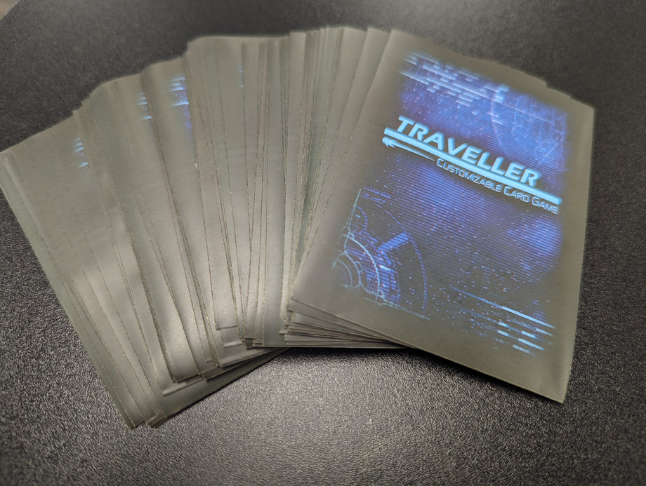 Traveller CCG: 50 Card Sleeves- Captain's Card Back (Blue)
