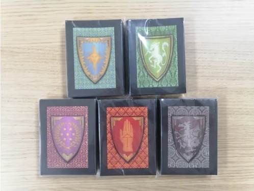 5 sets of card sleeves, each with different shield art.