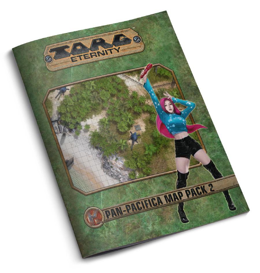A grided map with a pop star on in the foreground. "Torg Eternity Pan-Pacifica Map Pack 2."