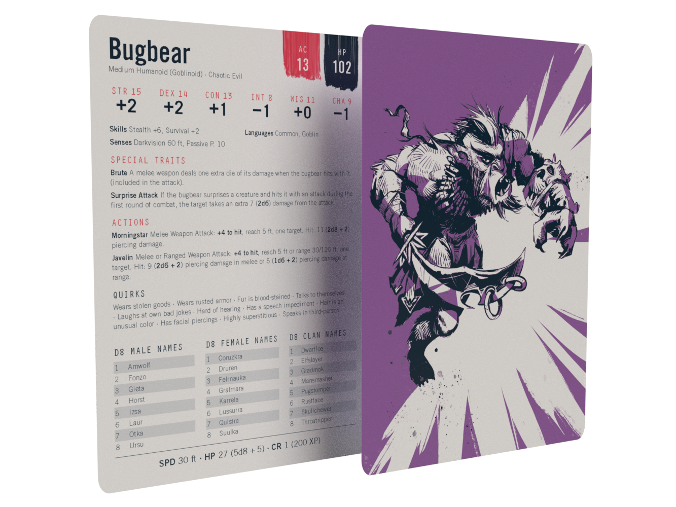 dnd monsters cards Evan and Colin's Monster Cards (5E)